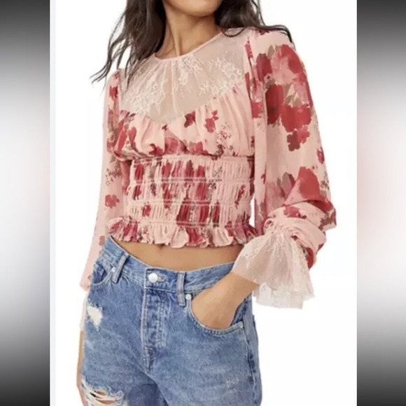 Free People Tops - NWT Free People Romantic Combo floral long sleeve blouse size S/M